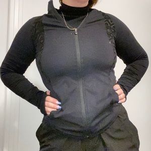 Black zip up athletic sweater